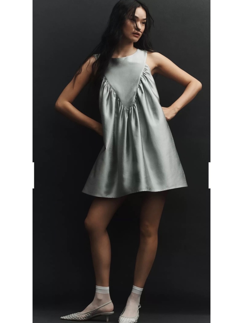 Mare Mare x Anthropologie Satin Mini Swing Dress Size M